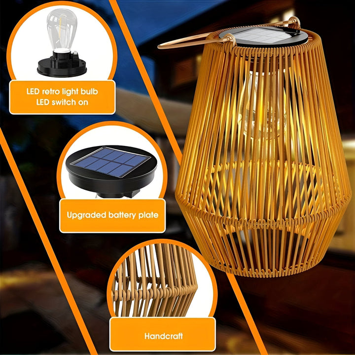BowLift | CageRattan – Bamboo Solar Garden Light – Waterproof Hanging Lantern