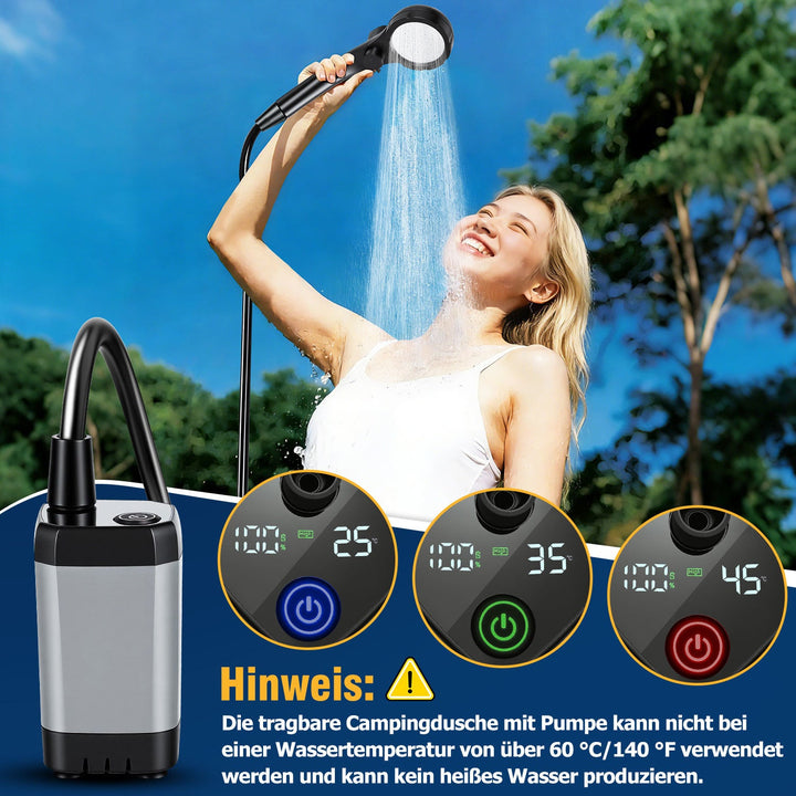 Portable Camping Shower Battery Outdoor Shower with 20L Folding Bucket | Bowlift