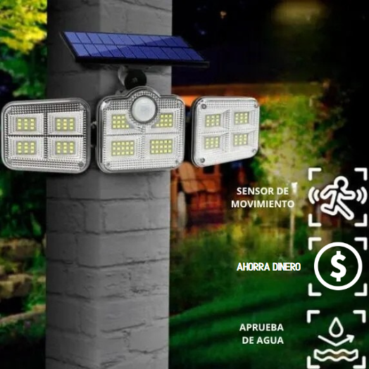 BowLift | Solar LED Spotlight | Outdoor Motion Sensor | 3-Head Adjustable | 74 LEDs
