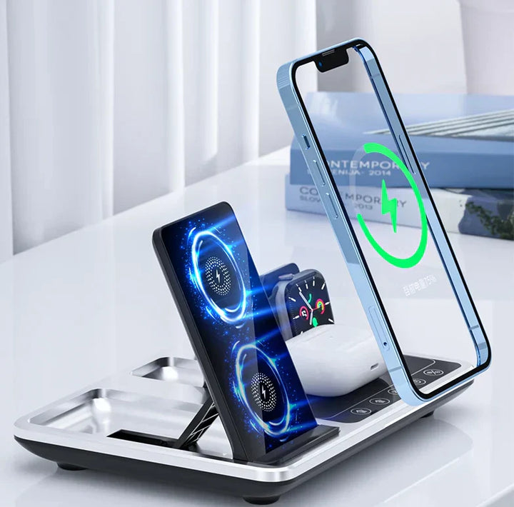 BowLift | EasyCharge - 4-in-1 Wireless Charging Station for iPhone, Apple Watch and AirPods - Fast and Efficient Charger