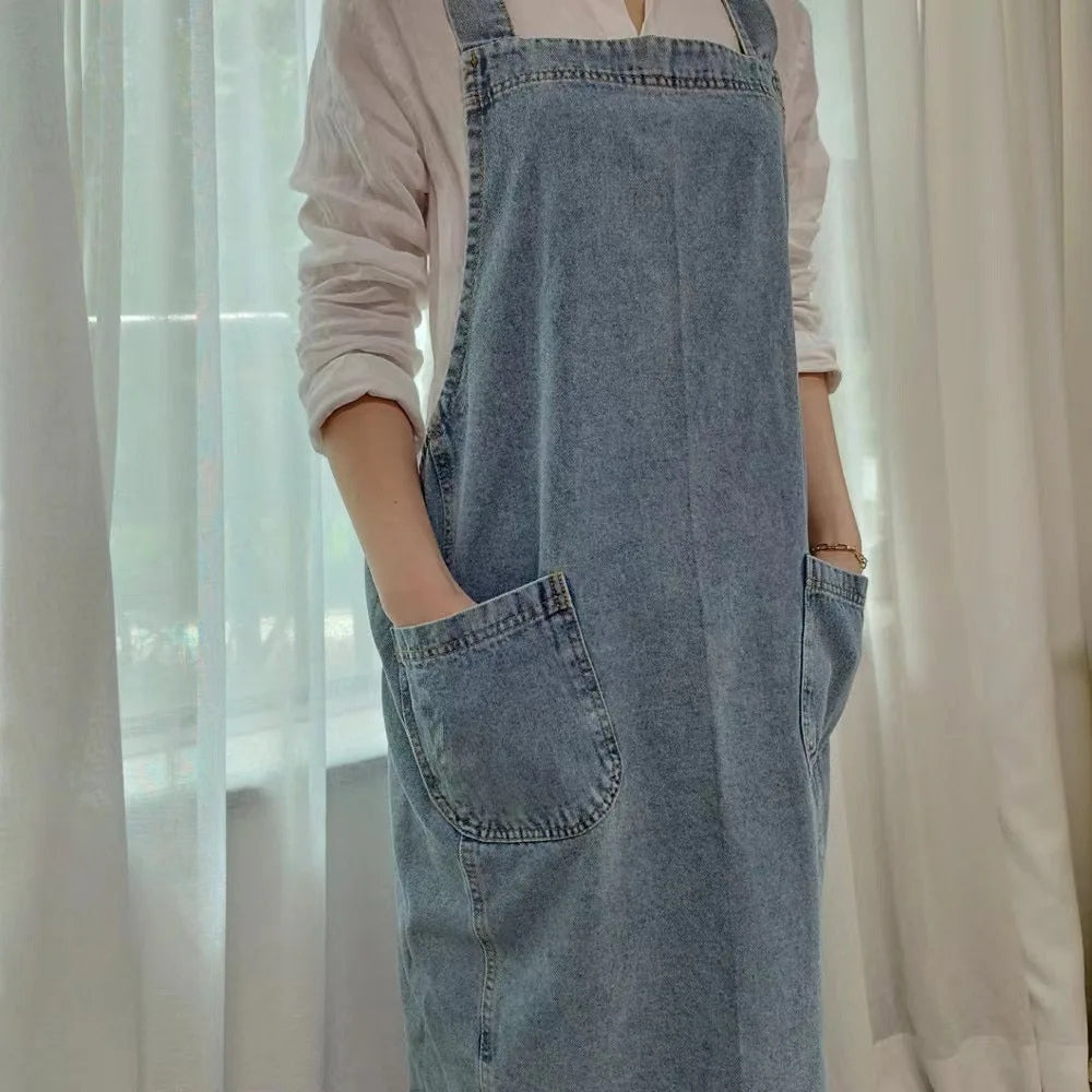BowLift | Casual Cotton Denim Pocket Apron