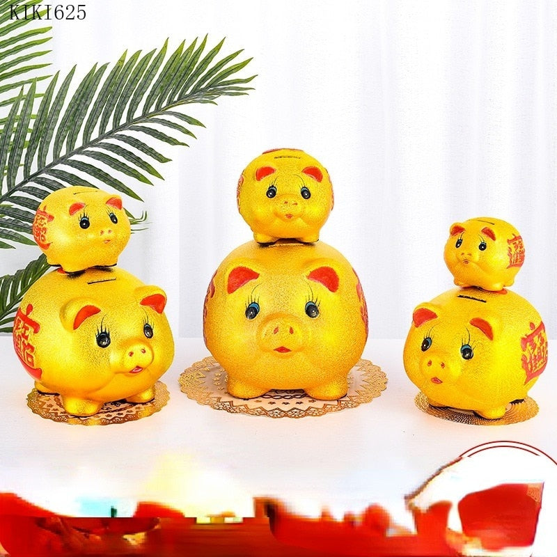 BowLift | Ceramic lucky pig coin piggy bank large capacity children's storage box cute pig animal glass home piggy bank children's gift