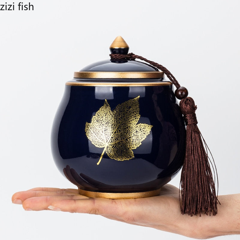 BowLift | Ceramic Teapot Tea Cajon Tea Box Storage Tea Container Moisture-Proof Sealed Tank Storage Tank Candy Jar Storage Box