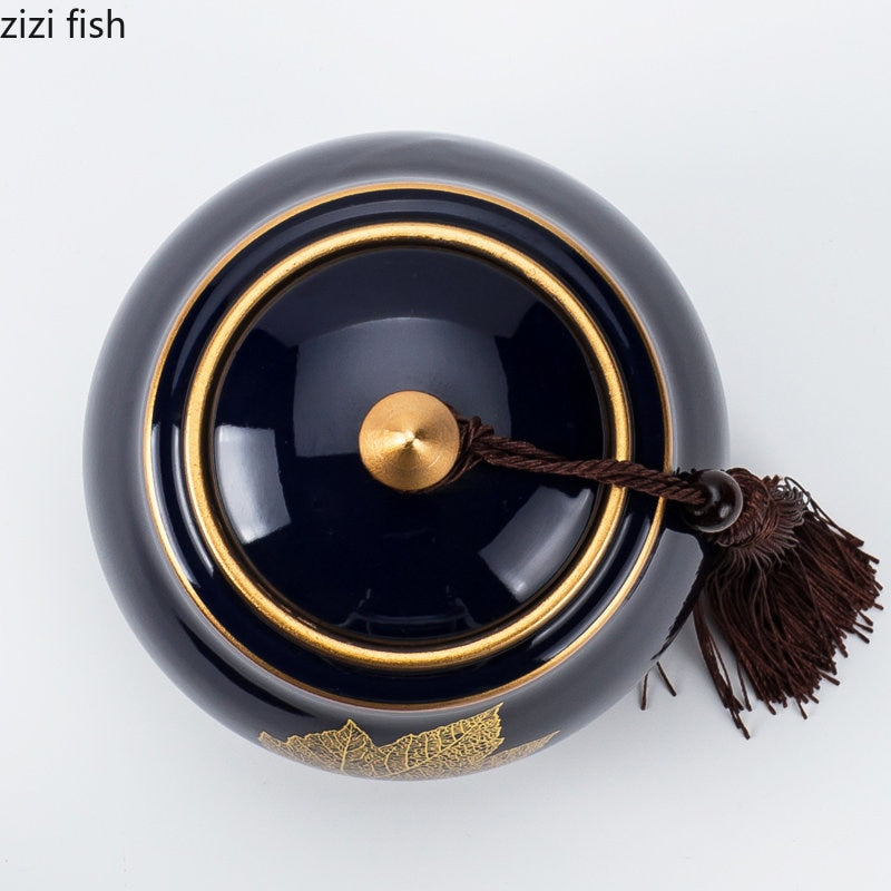 BowLift | Ceramic Teapot Tea Cajon Tea Box Storage Tea Container Moisture-Proof Sealed Tank Storage Tank Candy Jar Storage Box