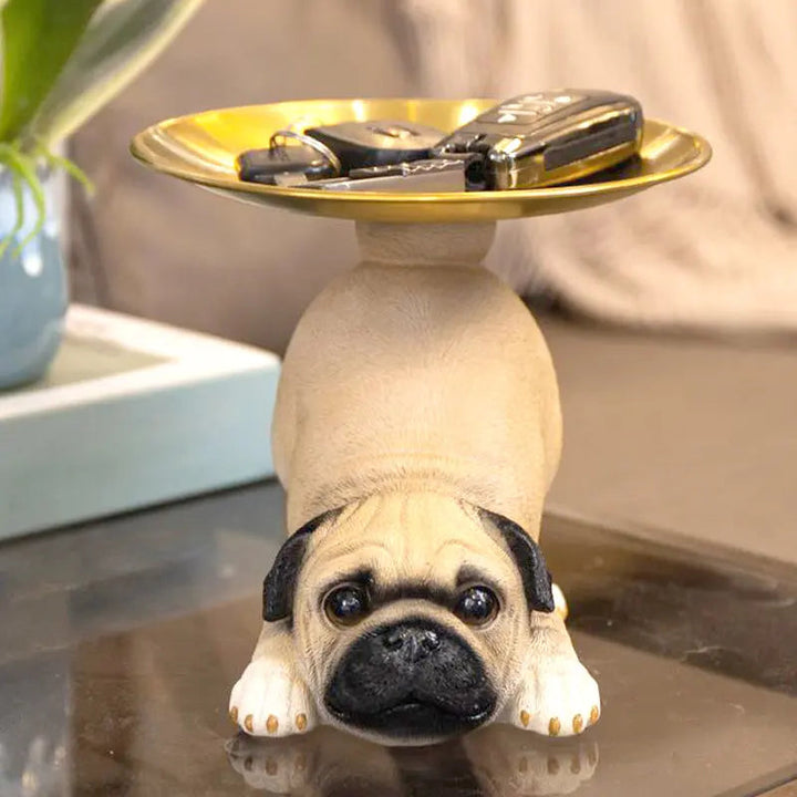 BowLift | Charming Dog Statue made of Resin with Tray for Keys & Small Items