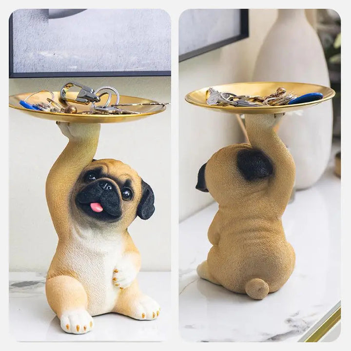 BowLift | Charming Dog Statue made of Resin with Tray for Keys & Small Items