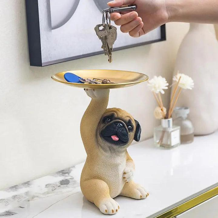 BowLift | Charming Dog Statue made of Resin with Tray for Keys & Small Items
