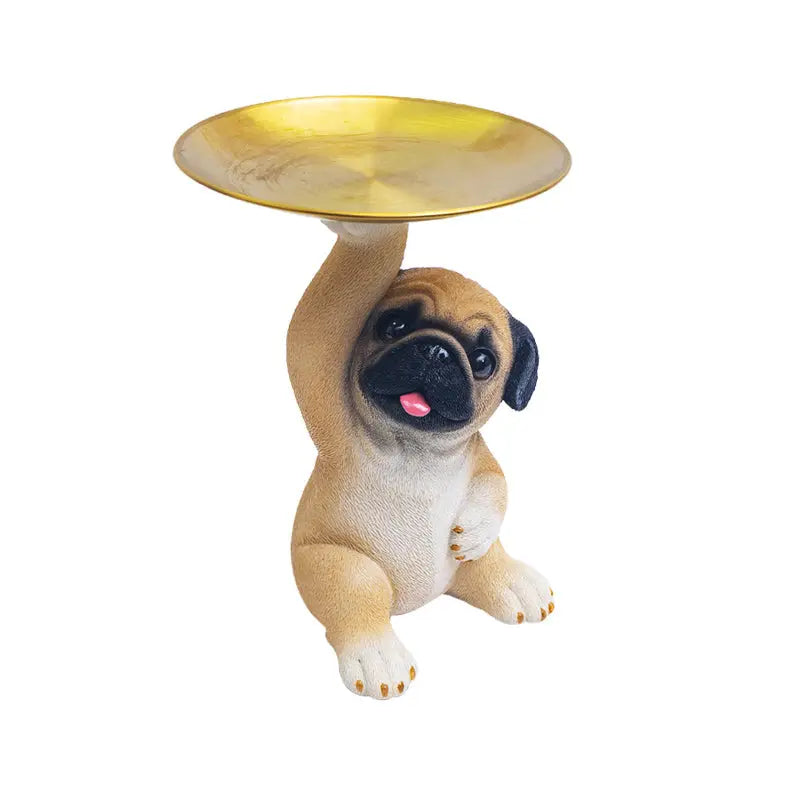BowLift | Charming Dog Statue made of Resin with Tray for Keys & Small Items