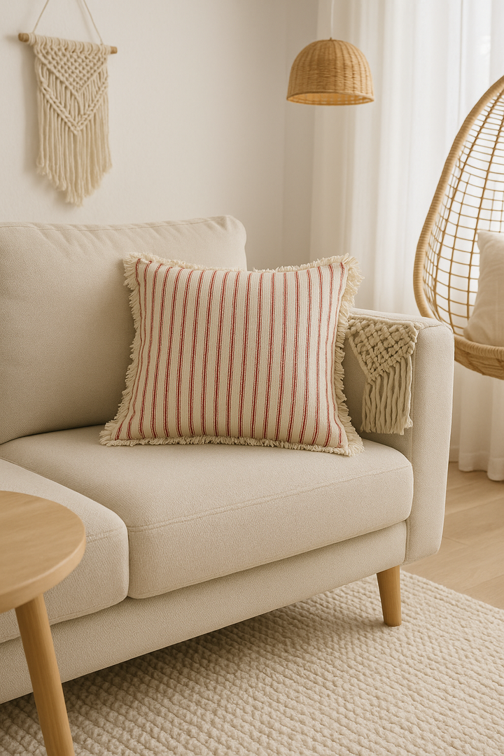 BowLift | Elegant Pillowcase with Jacquard Pattern and Fringes - Cotton-Linen Blend