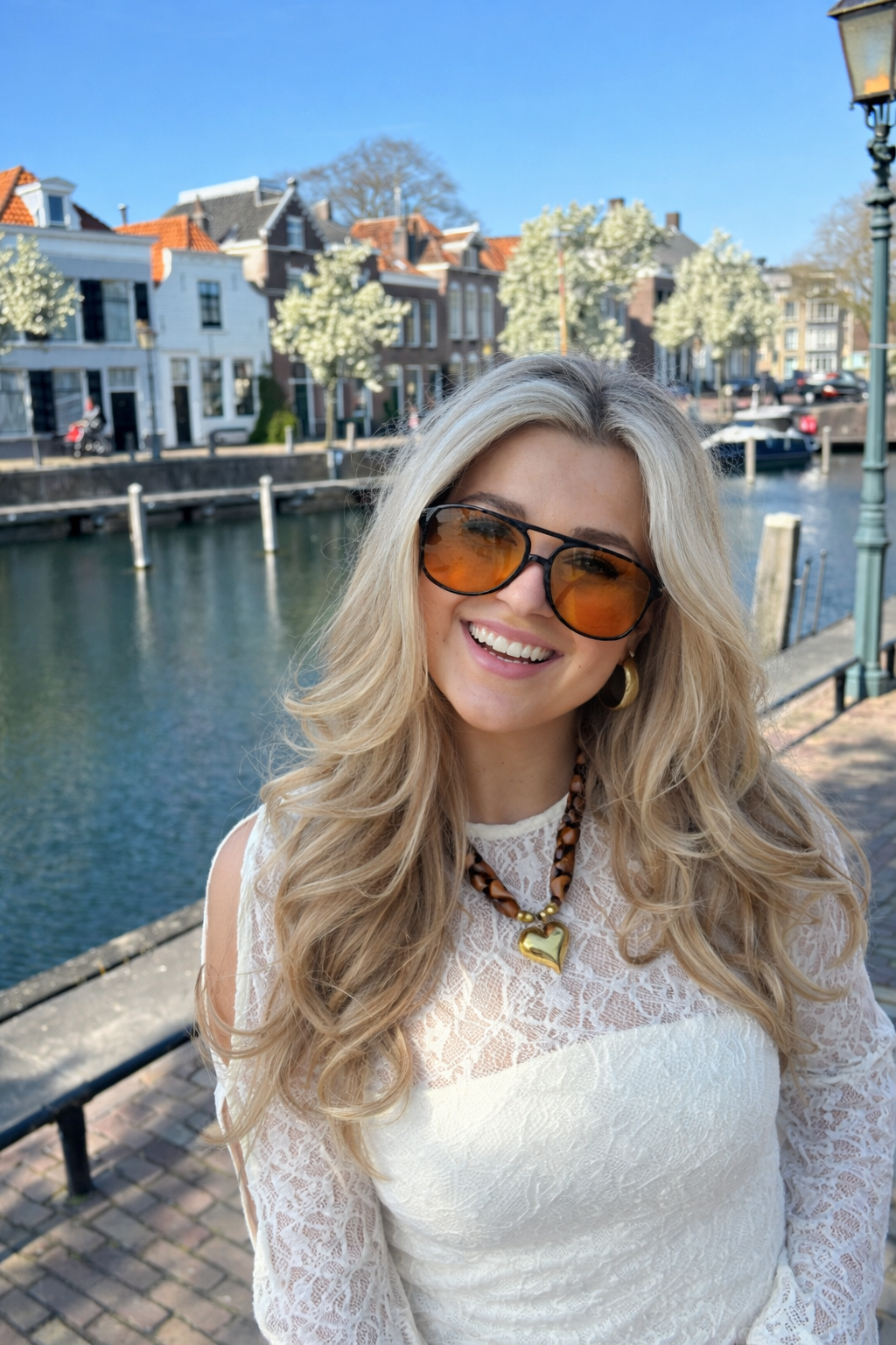 Oversized Aviator Sunglasses with Orange Lenses and UV Protection | Bowlift