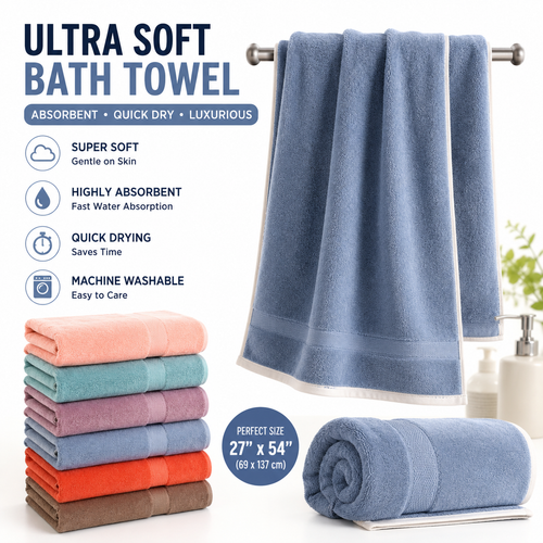 Microfiber Quick-Dry Bath Towel Wrap with Elastic Waist and Hanging Loop Bowlift