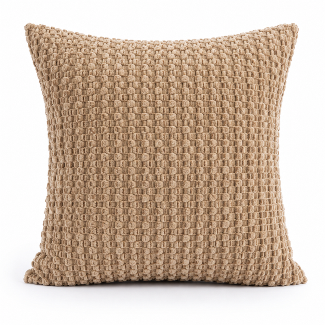 Textured chenille throw pillow with raised bobble weave Bowlift
