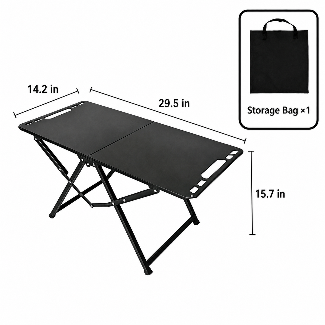 Compact portable folding camping table with reinforced steel frame Bowlift