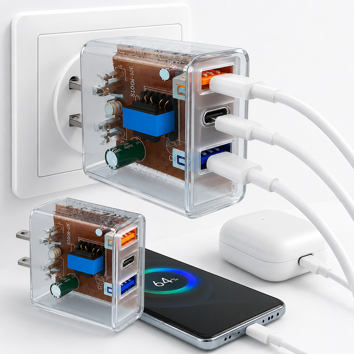 Compact dual-port USB wall charger with smart IC fast charging and foldable plug Bowlift