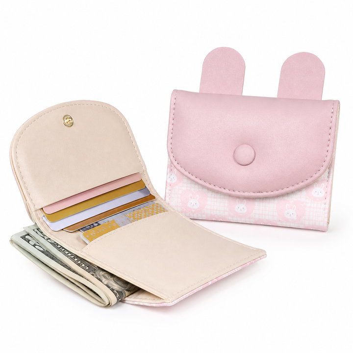 Compact rabbit-themed coin purse with snap closure and card slots Bowlift