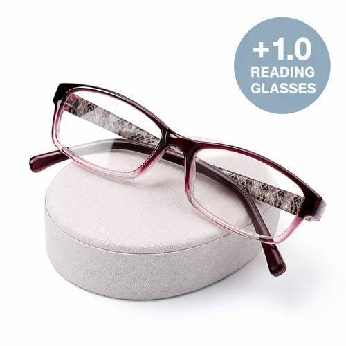 Lightweight rectangular reading glasses with flexible spring hinges Bowlift
