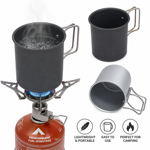 Lightweight titanium camping cup with foldable handle compact travel cup Bowlift