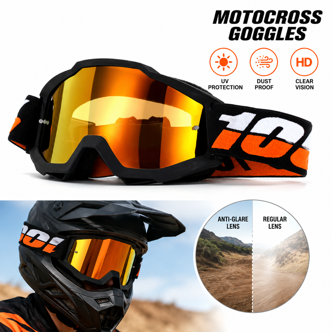 Impact resistant anti fog motocross goggles with OTG fit Bowlift