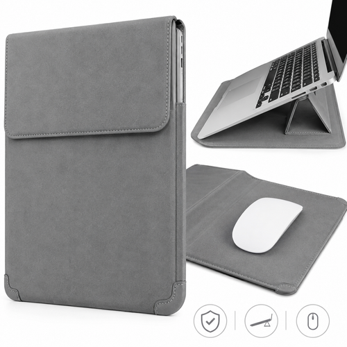 Padded laptop sleeve with integrated foldable stand and mouse pad Bowlift