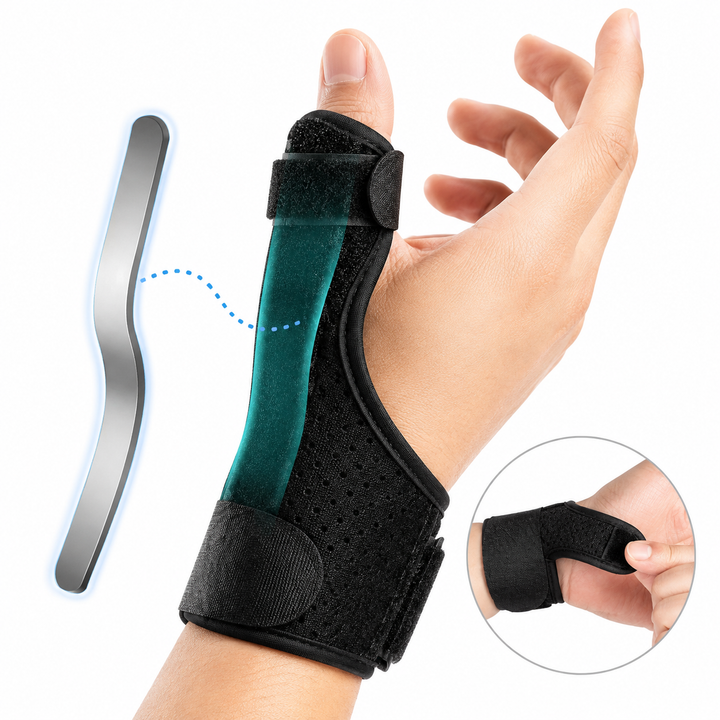 Adjustable Thumb and Wrist Immobilizer Splint with Removable Aluminum Palm Support Bowlift