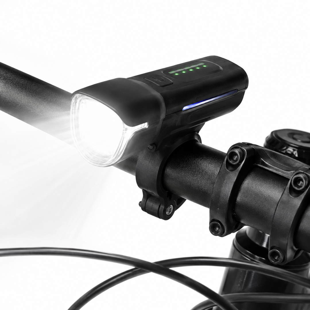 Rechargeable LED Bike Headlight with Wide-Beam Lens and Quick-Release Handlebar Mount Bowlift
