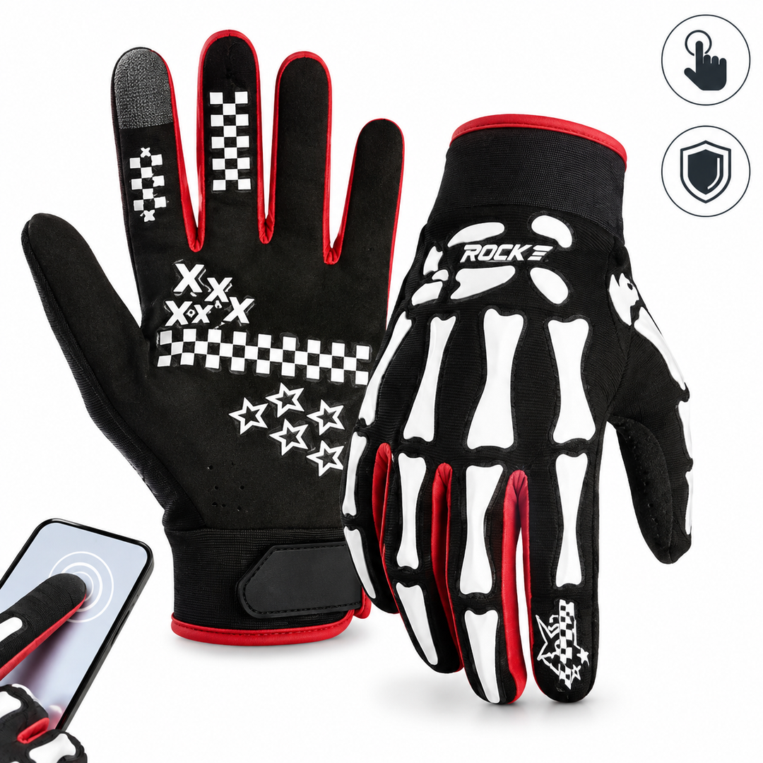 Skeleton Print Lightweight Full-Finger Cycling Gloves Bowlift
