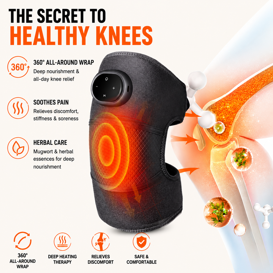Heated Knee Massager Sleeve with Digital Control and Adjustable Compression Bowlift