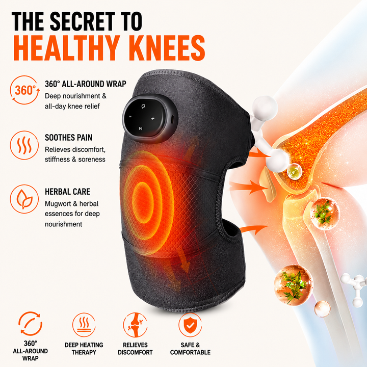 Heated Knee Massager Sleeve with Digital Control and Adjustable Compression Bowlift