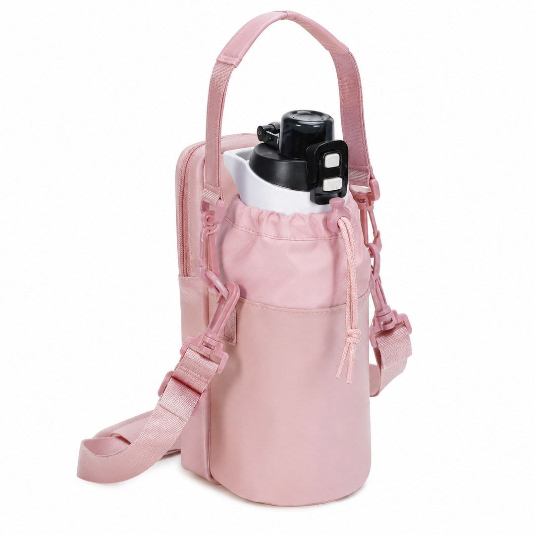 Crossbody Bottle Carrier Bag with Insulated Sleeve and Multi-Pocket Organizer Bowlift