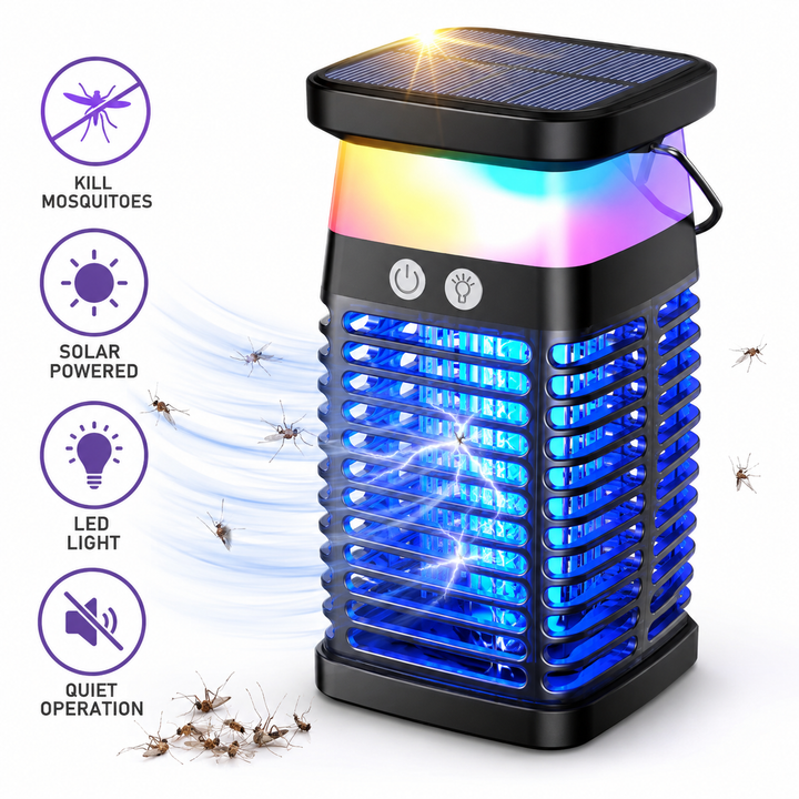 Solar-Powered PIR Motion Sensor Mosquito Zapper Lamp Bowlift