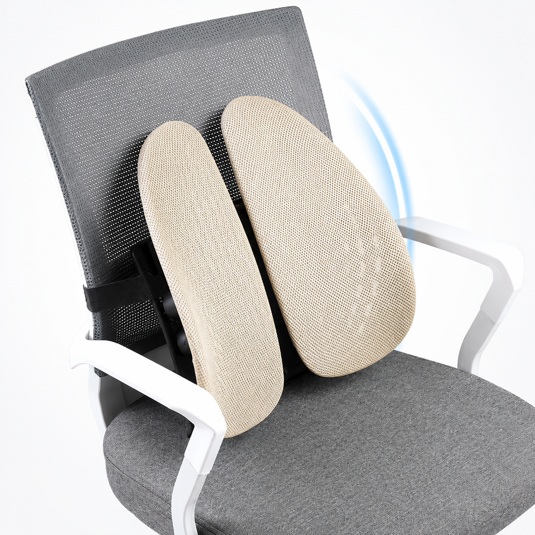Ergonomic Dual-Shell Lumbar Back Support for Office Chairs Bowlift