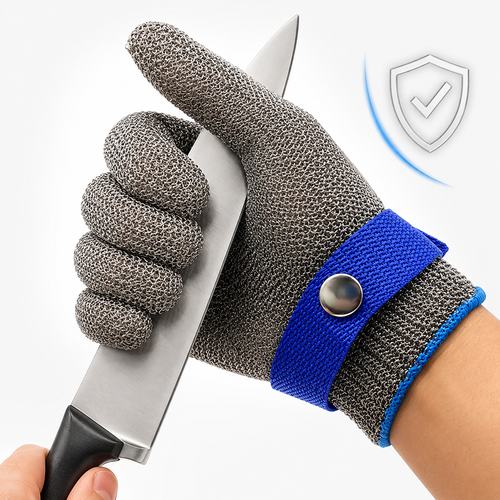 Cut-Resistant Protective Glove with Adjustable Webbing Wrist Strap Bowlift