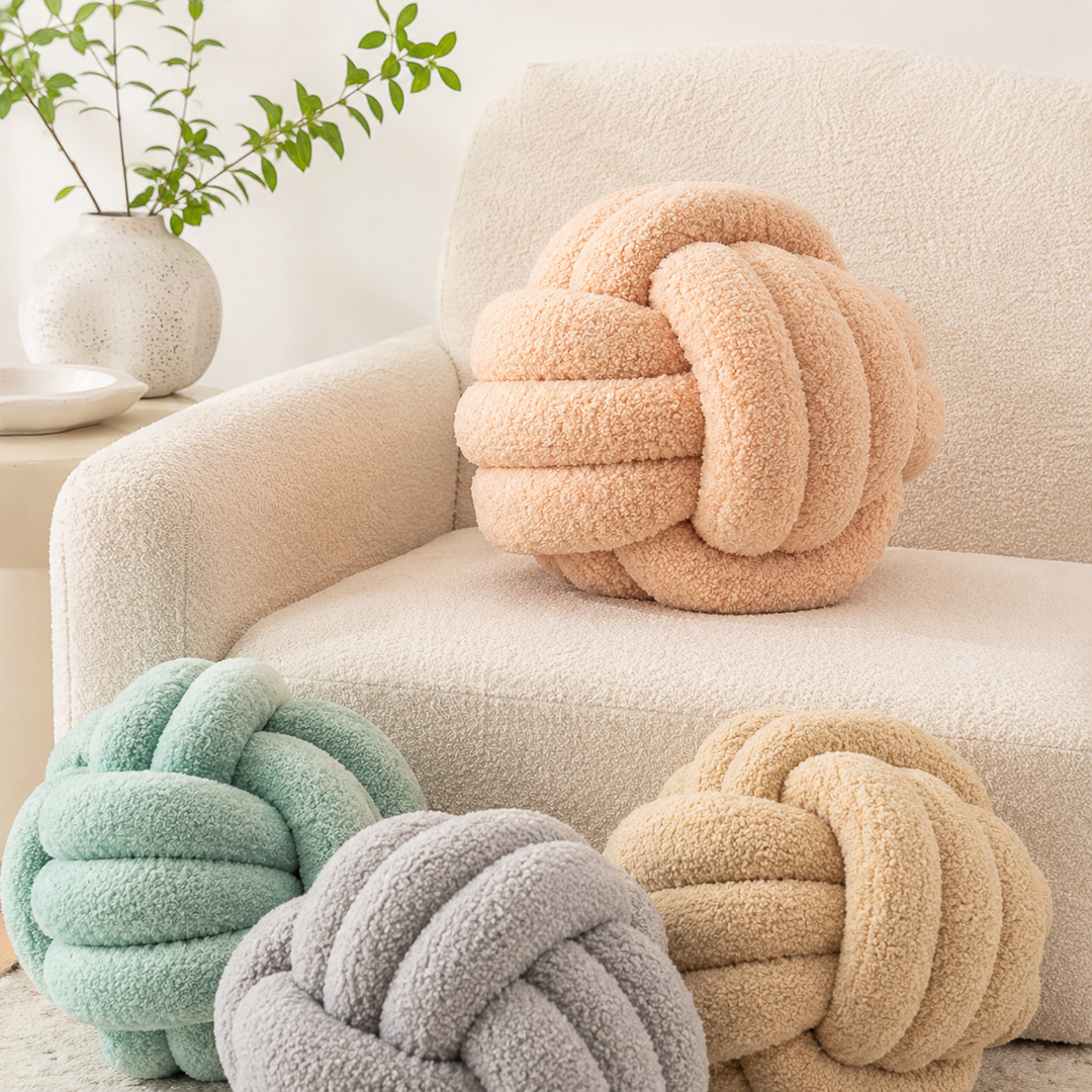 Plush Knotted Velvet Throw Pillow Decorative Accent Cushion Bowlift