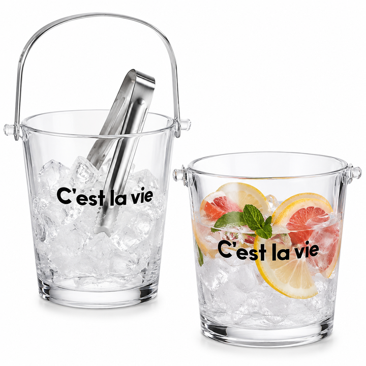 Smiley Ice Bucket with Metal Handle and Stainless Steel Tongs Bowlift