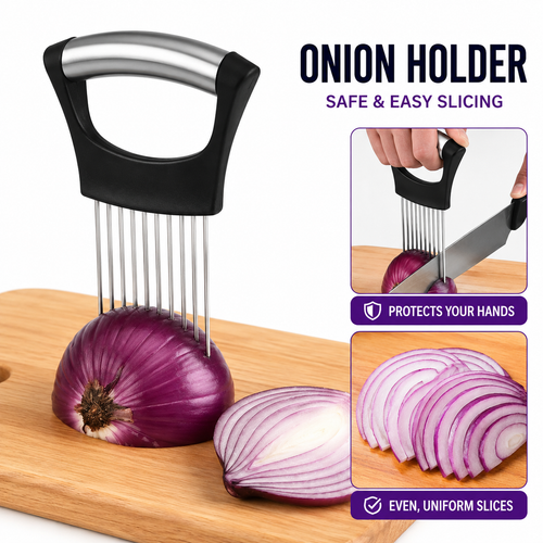 Stainless Steel Multi-Prong Onion Holder and Cutting Guide Bowlift