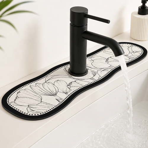 Decorative Semi-Circle Sink Faucet Splash Mat Bowlift