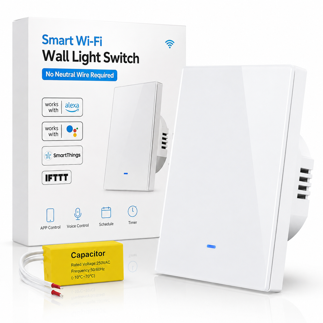Smart Wi-Fi Single-Gang Wall Switch with Included Capacitor Bowlift