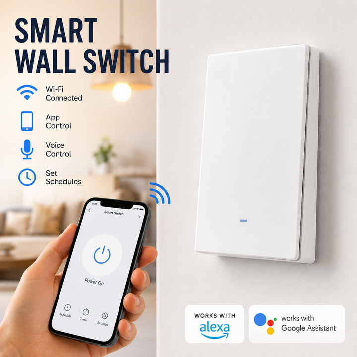 Smart Wi-Fi Single-Gang Wall Switch with Included Capacitor Bowlift