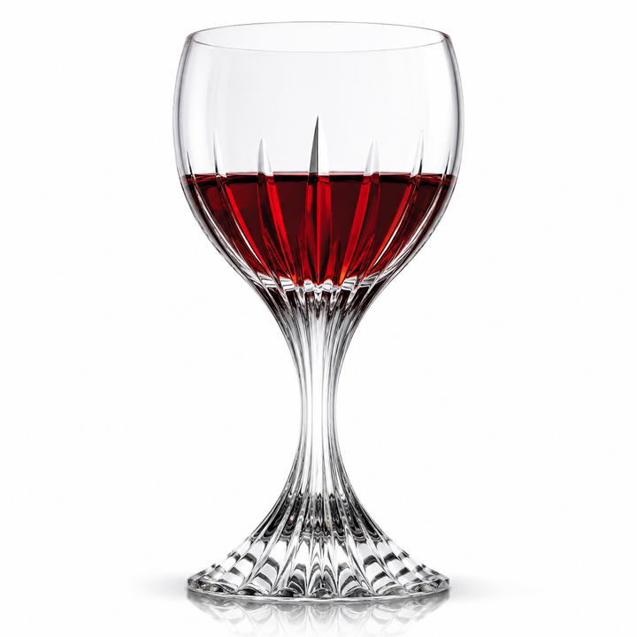 Tall Stem Cut Crystal Wine Goblet with Faceted Stem Bowlift