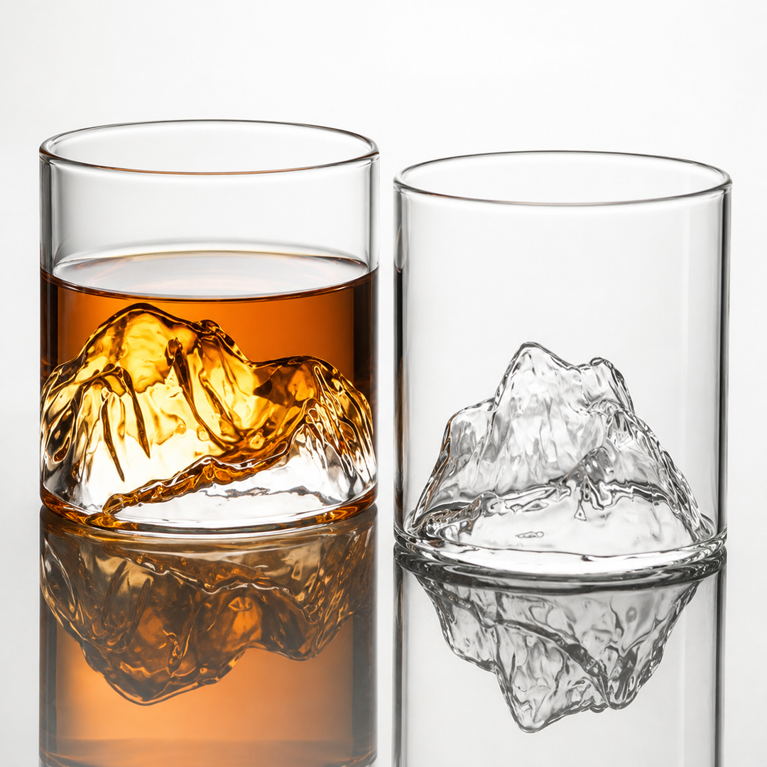 Mountain-Relief Handblown Whiskey Glass Bowlift