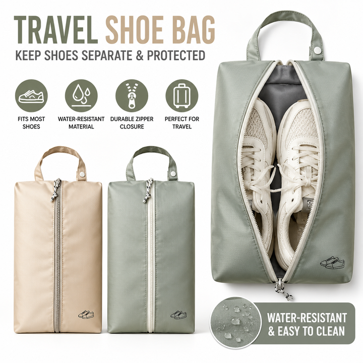 Water-Resistant Zip Shoe Travel Bag Bowlift