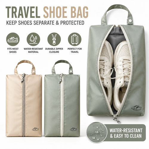 Water-Resistant Zip Shoe Travel Bag Bowlift