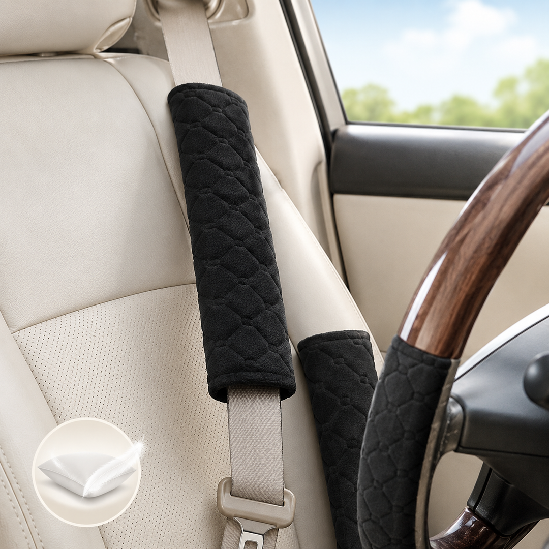 Plush Quilted Seat Belt Shoulder Pads Pair Bowlift