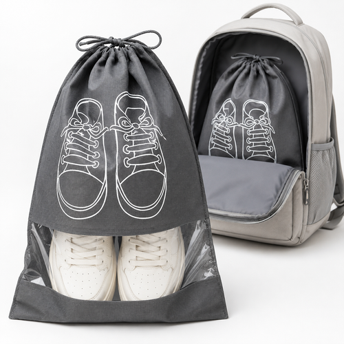 Clear-Window Drawstring Breathable Shoe Storage and Travel Dust Bag Bowlift