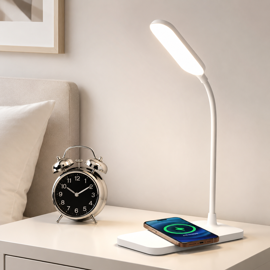 Wireless Charging LED Desk Lamp with Adjustable Neck Type-C Fast Charge Bowlift