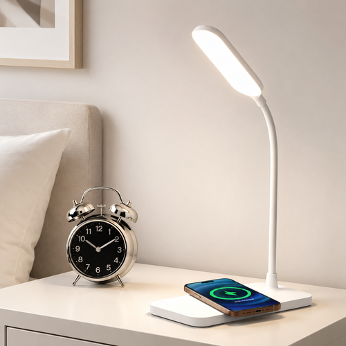 Wireless Charging LED Desk Lamp with Adjustable Neck Type-C Fast Charge Bowlift