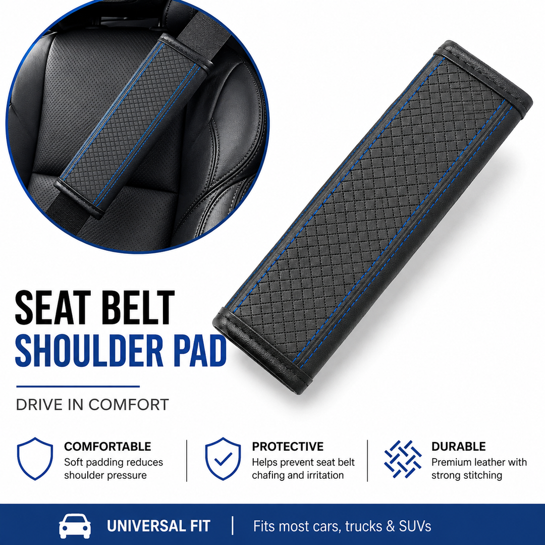 Padded Anti-Slip Quilted Seat Belt Shoulder Cushion with Reinforced Stitching Bowlift