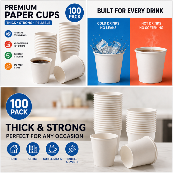 Biodegradable single-wall disposable paper cups for hot and cold drinks Bowlift