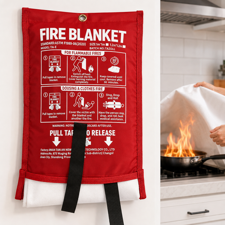 Fire safety blanket with quick release pouch heat resistant fiberglass fabric Bowlift