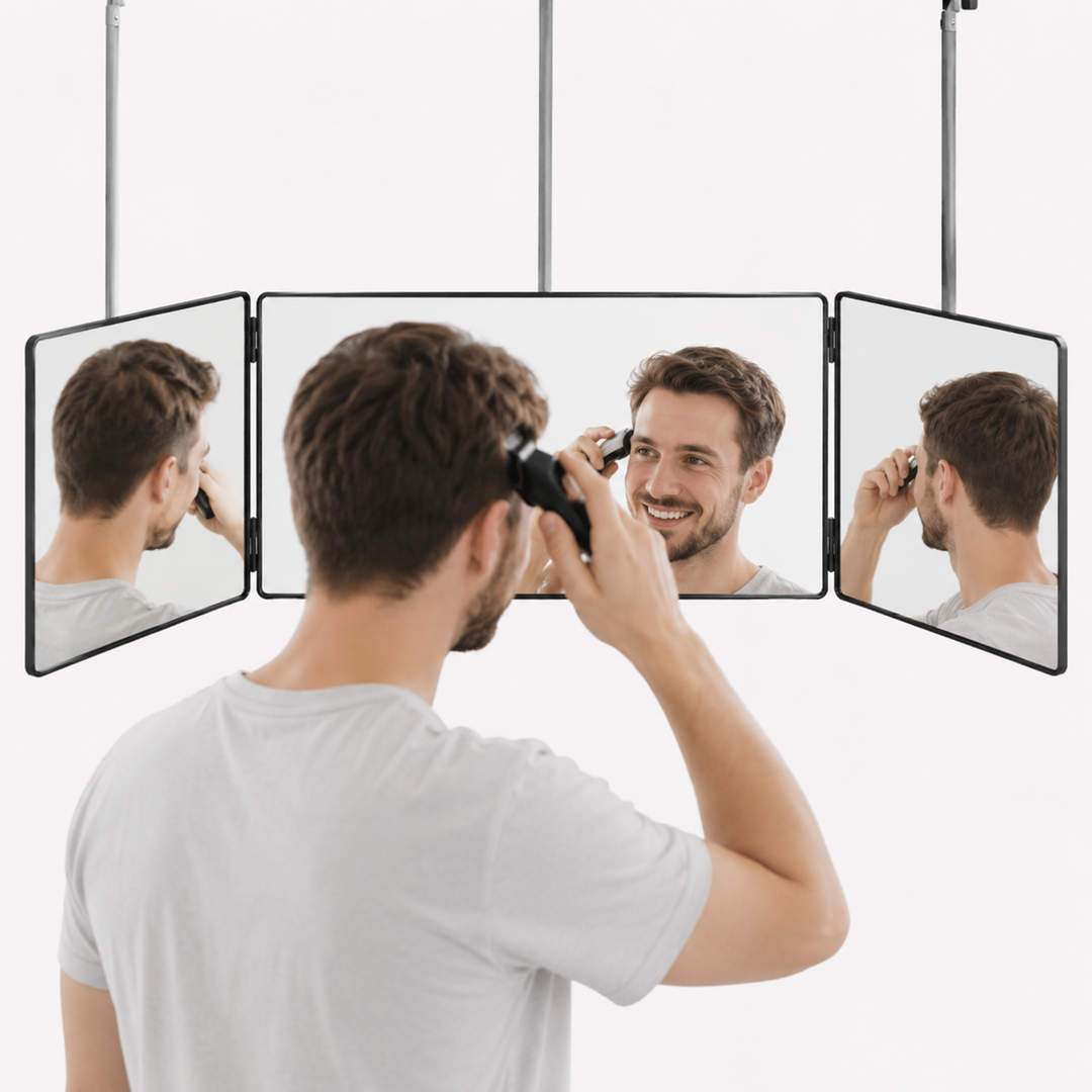 Adjustable Over-The-Door Hanging Mirror With Telescopic Stainless Steel Hooks Bowlift